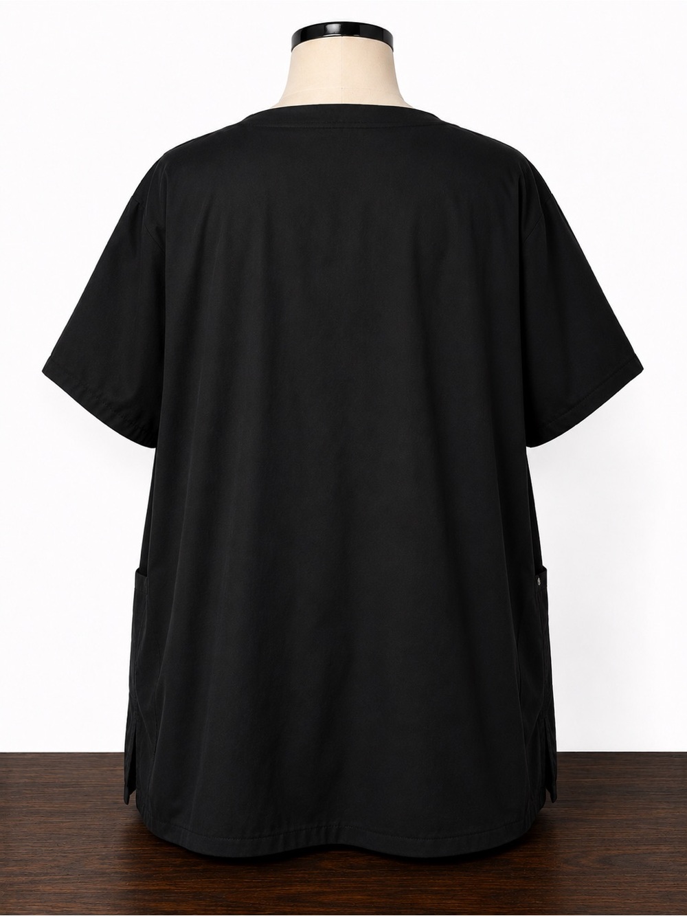 Healing Hands Black Scrub Top 4X Plus Size Stretch Side Panels V-Neck - Picture 5 of 6